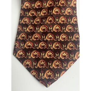 Ermenegildo‎ Zenga Silk Tie Brown Gold Floral Pattern Classic  Necktie Tie Italy